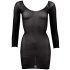 Abito Minidress Trasparente con Maniche Lunghe e Filo Dorato - Nero (S-L) 