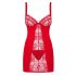 Intimo Heartina con dettagli floreali e cuoricino decorativo, completo di perizoma (rosso)  - L/XL