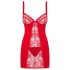 Intimo Heartina con dettagli floreali e cuoricino decorativo, completo di perizoma (rosso)  - L/XL