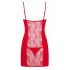 Intimo Heartina con dettagli floreali e cuoricino decorativo, completo di perizoma (rosso)  - L/XL