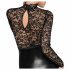 Abito Noir Lungo con Pizzo e Lycra Lucida (Nero)  - XL