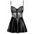 Abito Noir con Top in Pizzo e Gonna Lucida (Nero) 