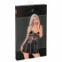 Abito Noir con Top in Pizzo e Gonna Lucida (Nero)  - M