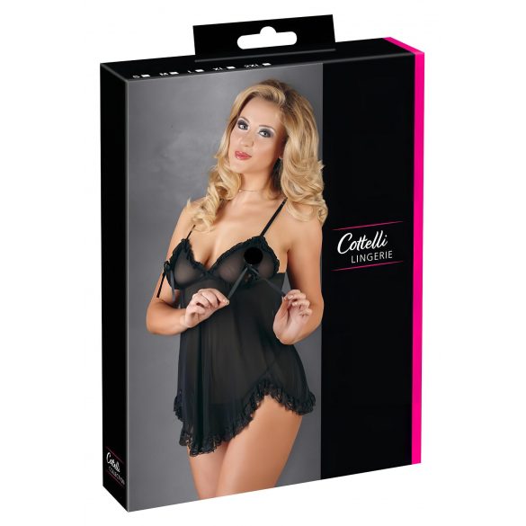 Cottelli - Babydoll trasparente con volant (nero) 