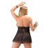 Babydoll "Cottelli Plus Size" con Pizzi e Doppia Tessitura Trasparente (nero) 