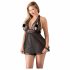 Babydoll "Cottelli Plus Size" con Pizzi e Doppia Tessitura Trasparente (nero)  - 2XL