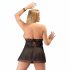 Babydoll "Cottelli Plus Size" con Pizzi e Doppia Tessitura Trasparente (nero)  - 2XL