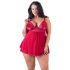 Babydoll Confortevole per il Sonno con Pizzo - Cottelli Taglie Forti (Rosso) 