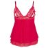 Babydoll Confortevole per il Sonno con Pizzo - Cottelli Taglie Forti (Rosso)  - 2XL