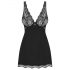 Obsessive Luvae - Camicia da notte floreale con strass e perizoma (nero)