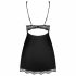 Negligé Obsessive Luvae con pizzo floreale e strass, accompagnato da perizoma (nero)  - L/XL