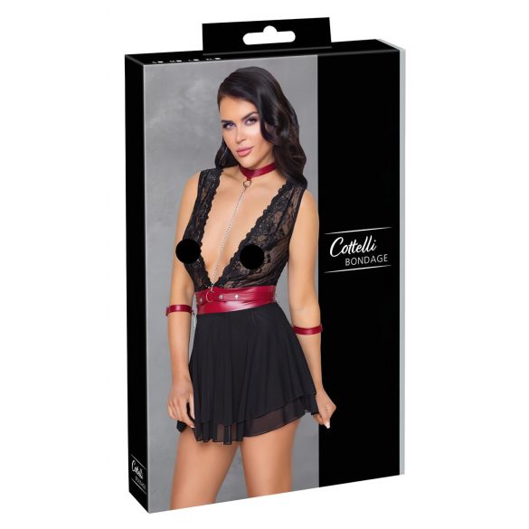 Babydoll in Pizzo con Collare e Manette Bondage della Cottelli (Nero) 