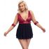 Babydoll Plus Size con Scollatura Profonda e Accessori Bondage Cottelli (rosso-nero) 