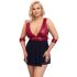 Babydoll Plus Size con Scollatura Profonda e Accessori Bondage Cottelli (rosso-nero) 