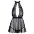 Babydoll Con Collare e Pizzo Baciabile (Nero) con Perizoma 