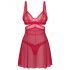 Obsessive Cupide Desir - set di lingerie trasparente in pizzo (rosso)