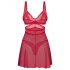 Obsessive Cupide Desir - set di lingerie trasparente in pizzo (rosso)