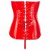 Corsetto in vinile rosso con apertura sul décolleté e perizoma coordinato 