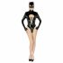 Body Lucido Nero con Maniche Lunghe e Decorazione a Corsetto - Maschera Batwoman Inclusa 