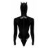 Body Lucido Nero con Maniche Lunghe e Decorazione a Corsetto - Maschera Batwoman Inclusa 