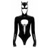 Body Lucido Nero con Maniche Lunghe e Decorazione a Corsetto - Maschera Batwoman Inclusa  - M