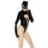 Body Lucido Nero con Maniche Lunghe e Decorazione a Corsetto - Maschera Batwoman Inclusa  - M