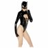 Body Lucido Nero con Maniche Lunghe e Decorazione a Corsetto - Maschera Batwoman Inclusa  - M