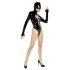 Body Lucido Nero con Maniche Lunghe e Decorazione a Corsetto - Maschera Batwoman Inclusa  - M