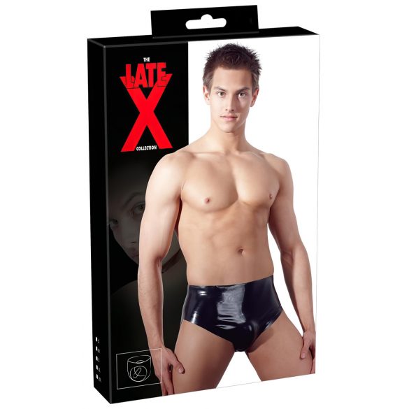 LATEX - Slip uomo con dildo anale interno conico (nero) - XL