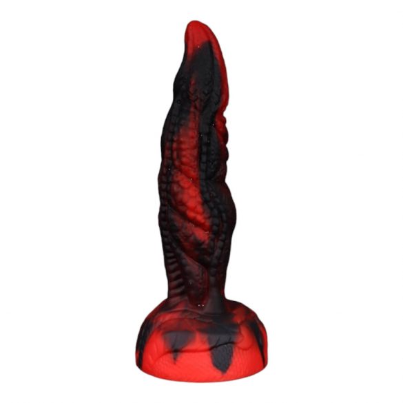 Dildo Infernale con Ventosa e Rilievi - 20 cm (Nero-Rosso) 