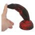 Dildo Infernale con Ventosa e Rilievi - 20 cm (Nero-Rosso) 