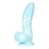 Serpente Marino con Penis Attrezzato Soddisfacente - Dildo Rigato con Ventosa - 17 cm (Blu e Bianco) 