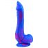 Polipo Tentacolare - Dildo in silicone con ventosa e testicoli - 18cm (blu-rosa) 