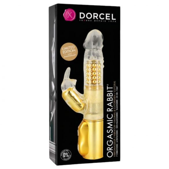 Dorcel Orgasmic Rabbit - Vibratore dorato con stimolatore clitoride.