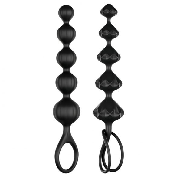 Set di Dildo Anale a Sfera Satisfyer Love Beads in Silicone Nero - 2 Pezzi 