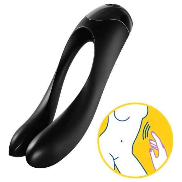 Satisfyer Candy Cane - vibratore biforcato ricaricabile e impermeabile (nero)