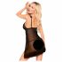 Penthouse Dopo il Tramonto - Babydoll trasparente con volant e perizoma (nero)  - M/L