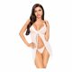 Penthouse Dopo il Tramonto - Babydoll e Perizoma Trasparente con Volant (Bianco)  - M/L