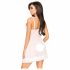 Penthouse Dopo il Tramonto - Babydoll e Perizoma Trasparente con Volant (Bianco)  - M/L