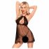 Babydoll Trasparente con Pois e Tanga "Penthouse Libido Boost" - in Pizzo con Spalline (Nero) 