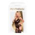 Body con reggicalze e calze a rete effetto pizzo (nero) 