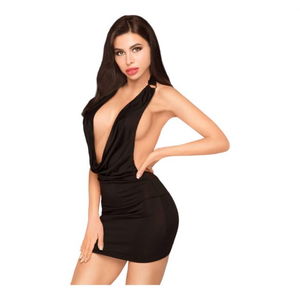 Abito Minidress Sexy con Scollatura Profonda e Perizoma Incluso - Penthouse Cuore Infranto (Nero) 