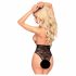 Body in Pizzo Trasparente con Scollo Profondo e Cinturino al Collo - Penthouse Toxic Powder (Nero)  - L/XL