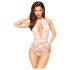 Body in Pizzo Trasparente con Scollo Profondo "Penthouse Toxic Powder" (bianco)  - L/XL