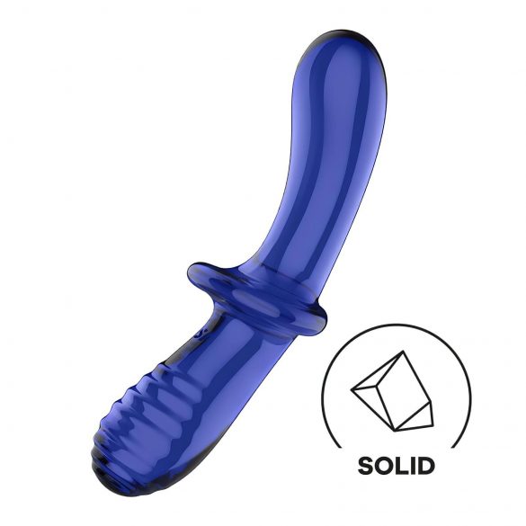 Dildo di Vetro Ipoallergenico Satisfyer Double Crystal con Doppia Estremità Utilizzabile (Blu) 