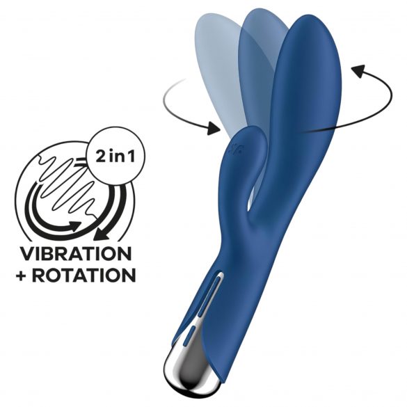 Satisfyer Spinning Rabbit 1 - Vibratore rotante con leva di rotazione (blu) 