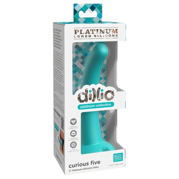 Dillio Curious Five - dildo in silicone con ventosa (15 cm) - turchese