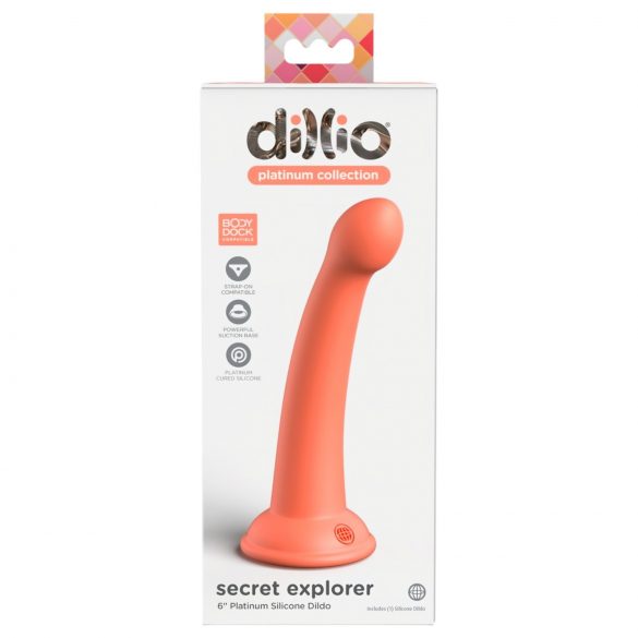 Dillio Secret Explorer - dildo con ventosa e glande (17 cm) - arancione