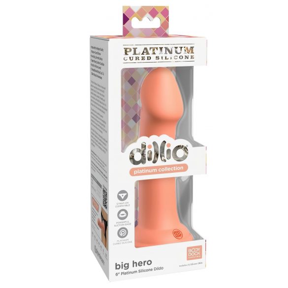 Eroe Grande Dillio con Ventosa - Dildo di Silicone con Glande (17cm) - Arancione 