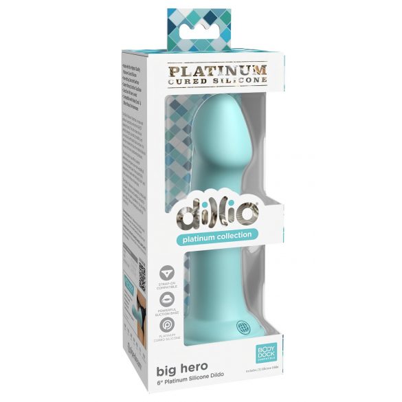 Dillio Big Hero - dildo con ventosa (17 cm) - turchese